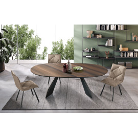 Mesa fija ovalada con tablero de roble chapado Tokyo Capodarte