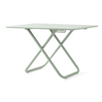 Adjustable outdoor coffee table with shaped sheet metal top, Easy model, by Connubia By Calligaris.