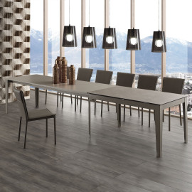 Mesa rectangular extensible con superficie de vidrio o cerámica Long Way