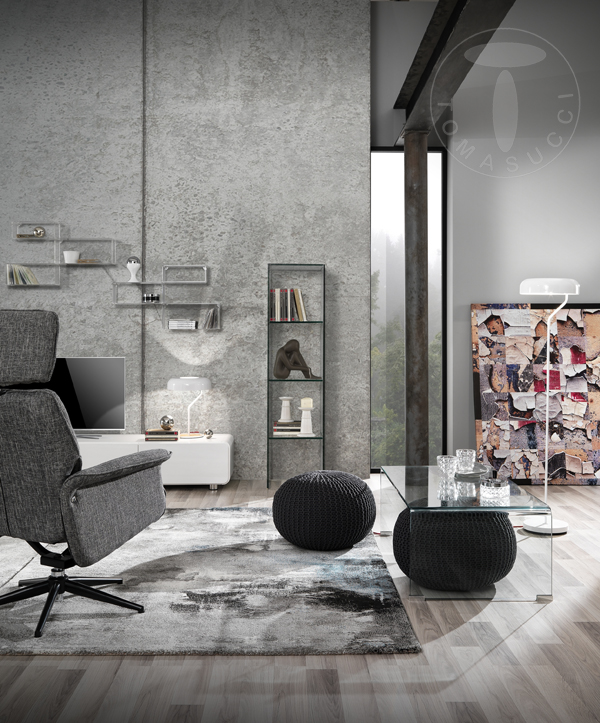 HOMESCAPES Pouf lavorato a maglia in macramè naturale con contenitore, alto 43 cm, poggiapiedi rotondo su gambe, 100% cotone intrecciato design sgabello Vanity Seat