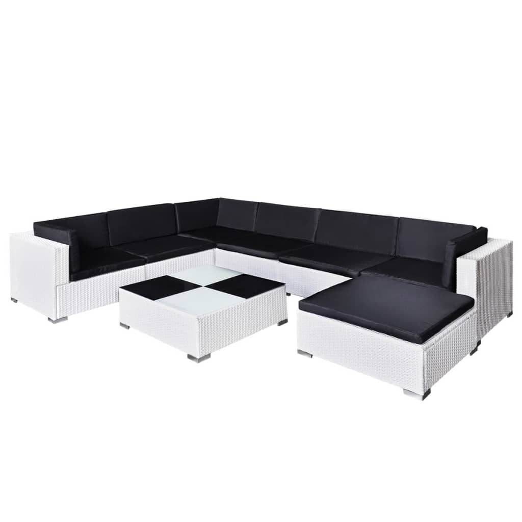 VidaXL Set Divani da Giardino con Cuscini 8 pz Nero in Polyrattan | Leroy Merlin